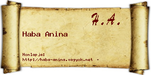 Haba Anina névjegykártya